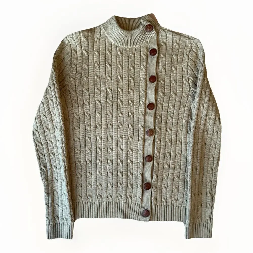 Lauren Ralph Lauren Cable Knit Sweater Women's Small Khaki - Picture 1 of 9
